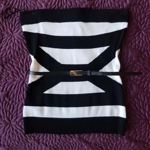 Black & White Strapless Top